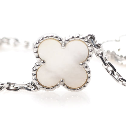 Van Cleef & Arpels 18K White Gold Mother of Pearl 5 Motifs Vintage Alhambra Bracelet 6 of 8