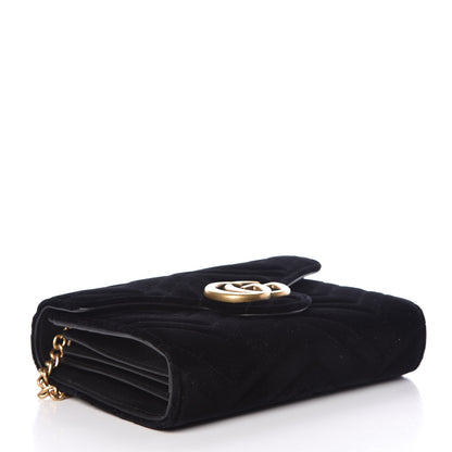 Gucci Velvet Matelasse GG Marmont Chain Wallet Black 4 of 10