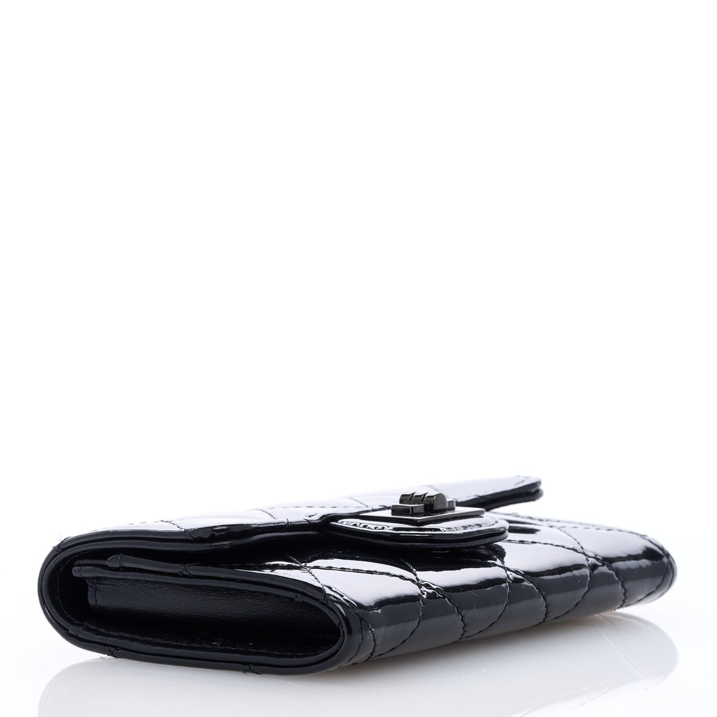 Patent Quilted Reissue Flap Card Holder So Black