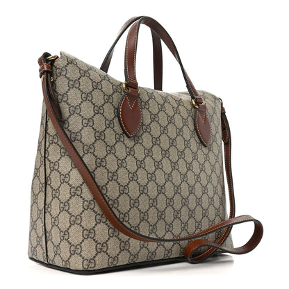 Gucci GG Supreme Monogram Linea A Foldover Tote Brown 2 of 10