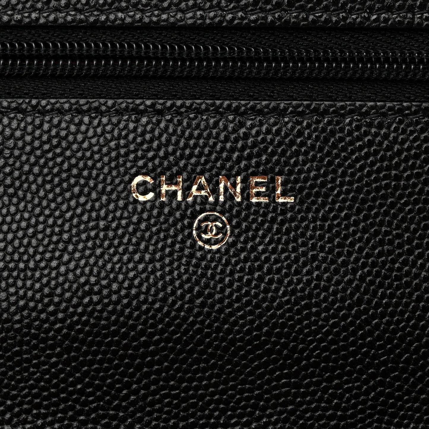 Caviar Quilted Perforated Metal CC Wallet On Chain WOC Black