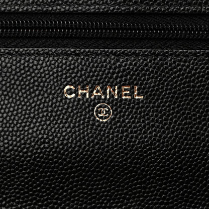 Chanel Caviar Quilted Perforated Metal CC Wallet On Chain WOC Black 6 of 12