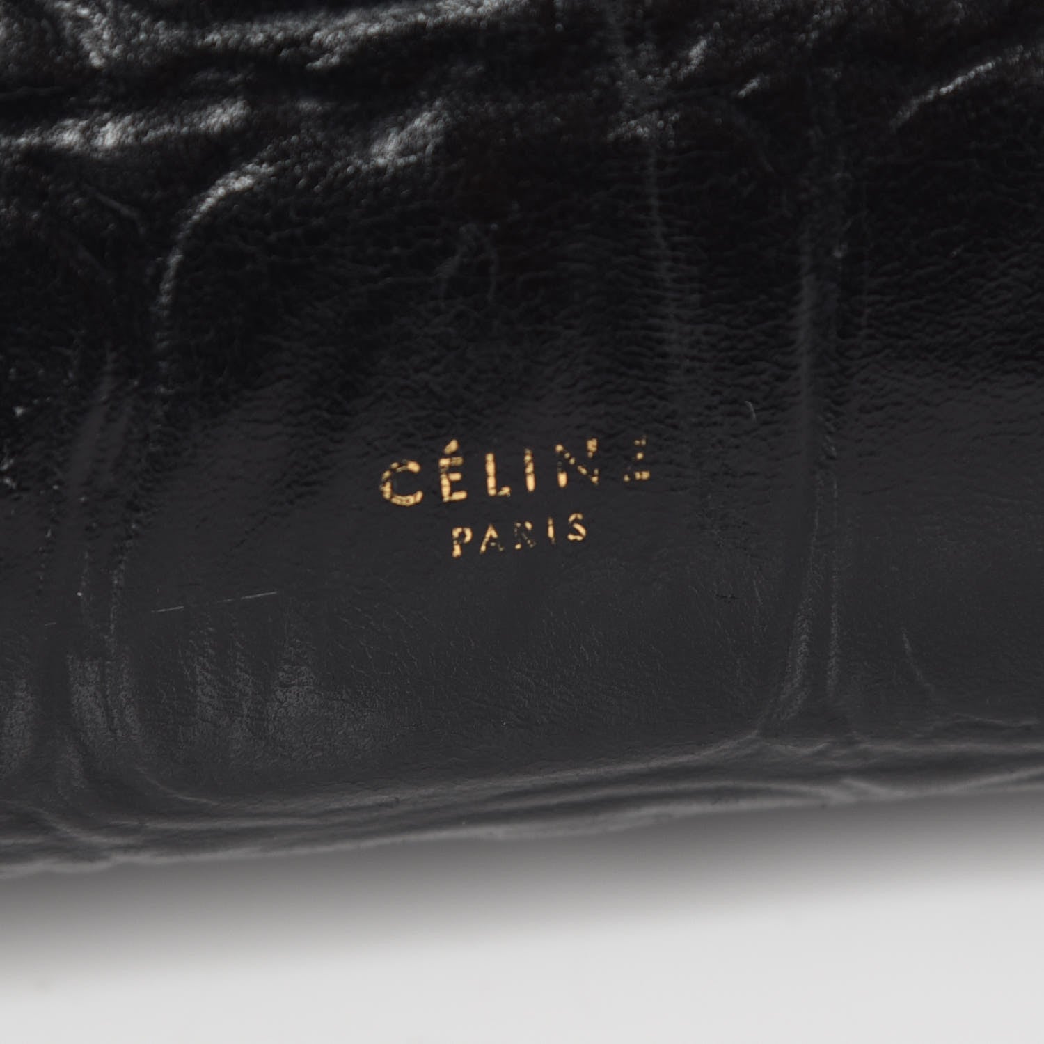 Celine Calfskin Crocodile Embossed Small Belt Bag Black 7 of 18