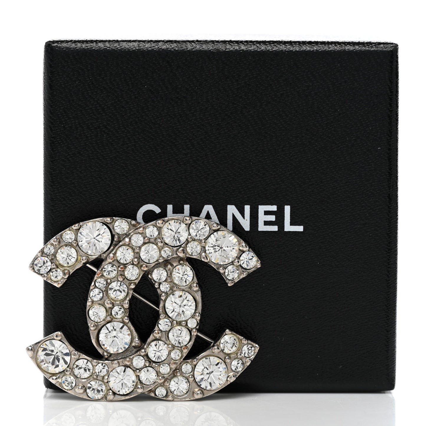 Crystal Large CC Brooch Silver