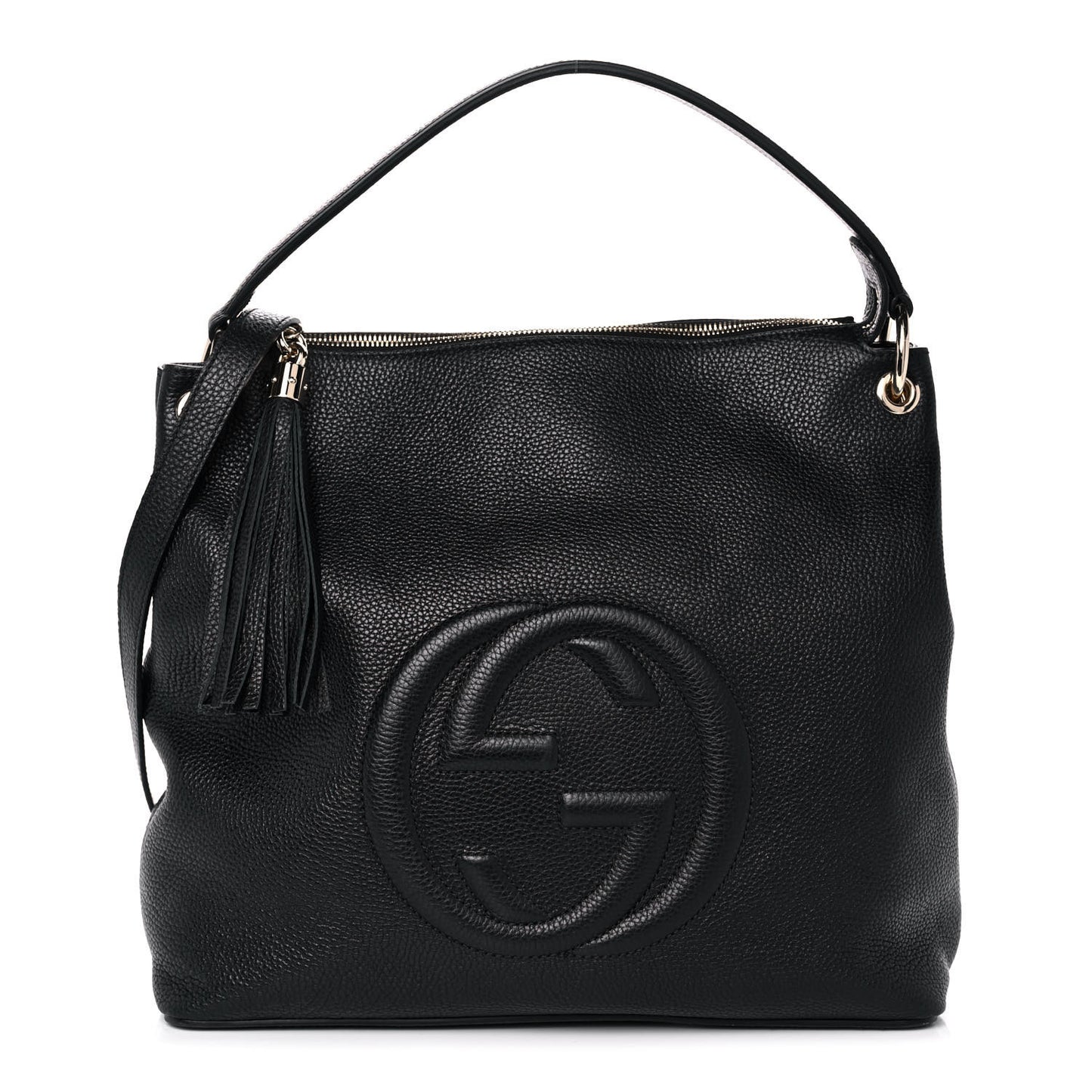 Pebbled Calfskin Large Soho Hobo Black