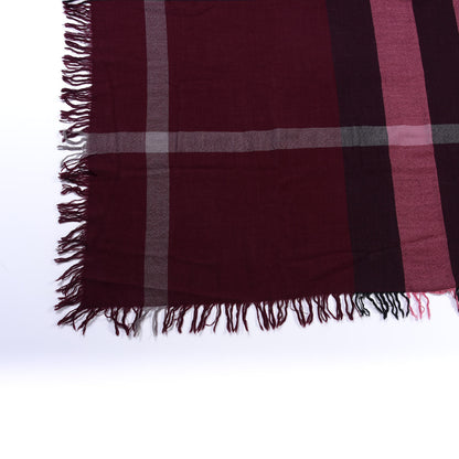 Burberry Wool Check Fringe Scarf Garnet Pink 2 of 3