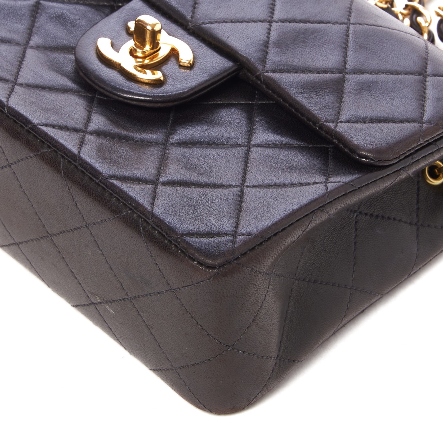 Lambskin Quilted Mini Square Flap Black