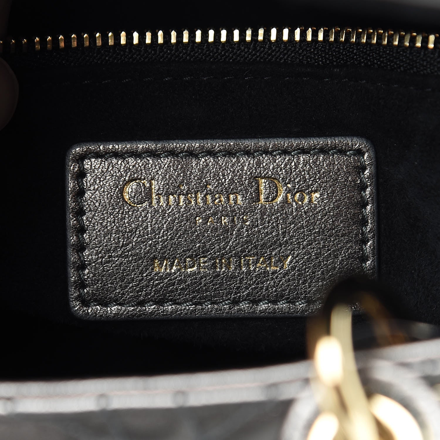 Christian Dior Metallic Grained Calfskin Cannage Small Lady Dior Gunmetal 6 of 11