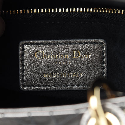 Christian Dior Metallic Grained Calfskin Cannage Small Lady Dior Gunmetal 6 of 11