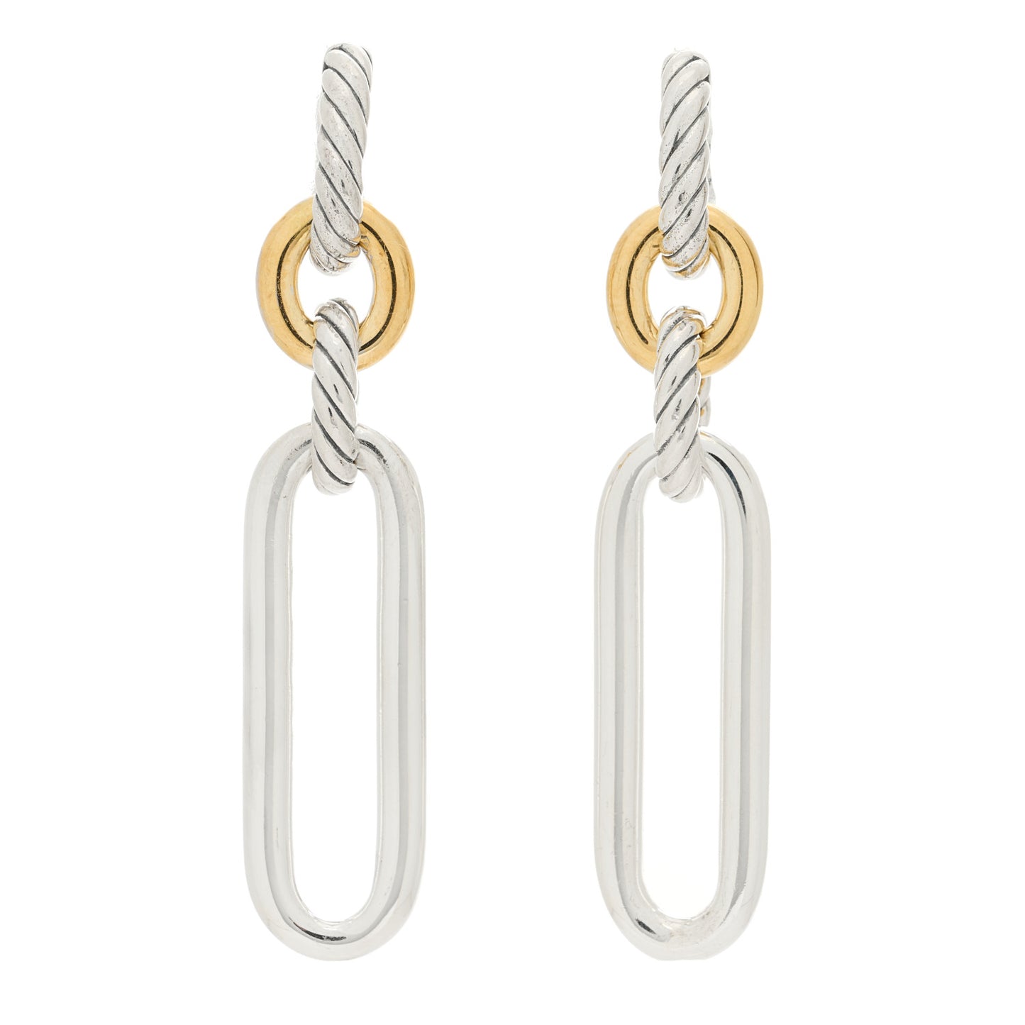 Sterling Silver 18K Yellow Gold Lexington Double Link Drop Earrings