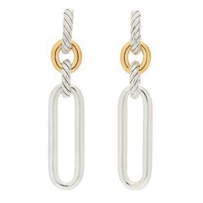 David Yurman Sterling Silver 18K Yellow Gold Lexington Double Link Drop Earrings 1 of 6