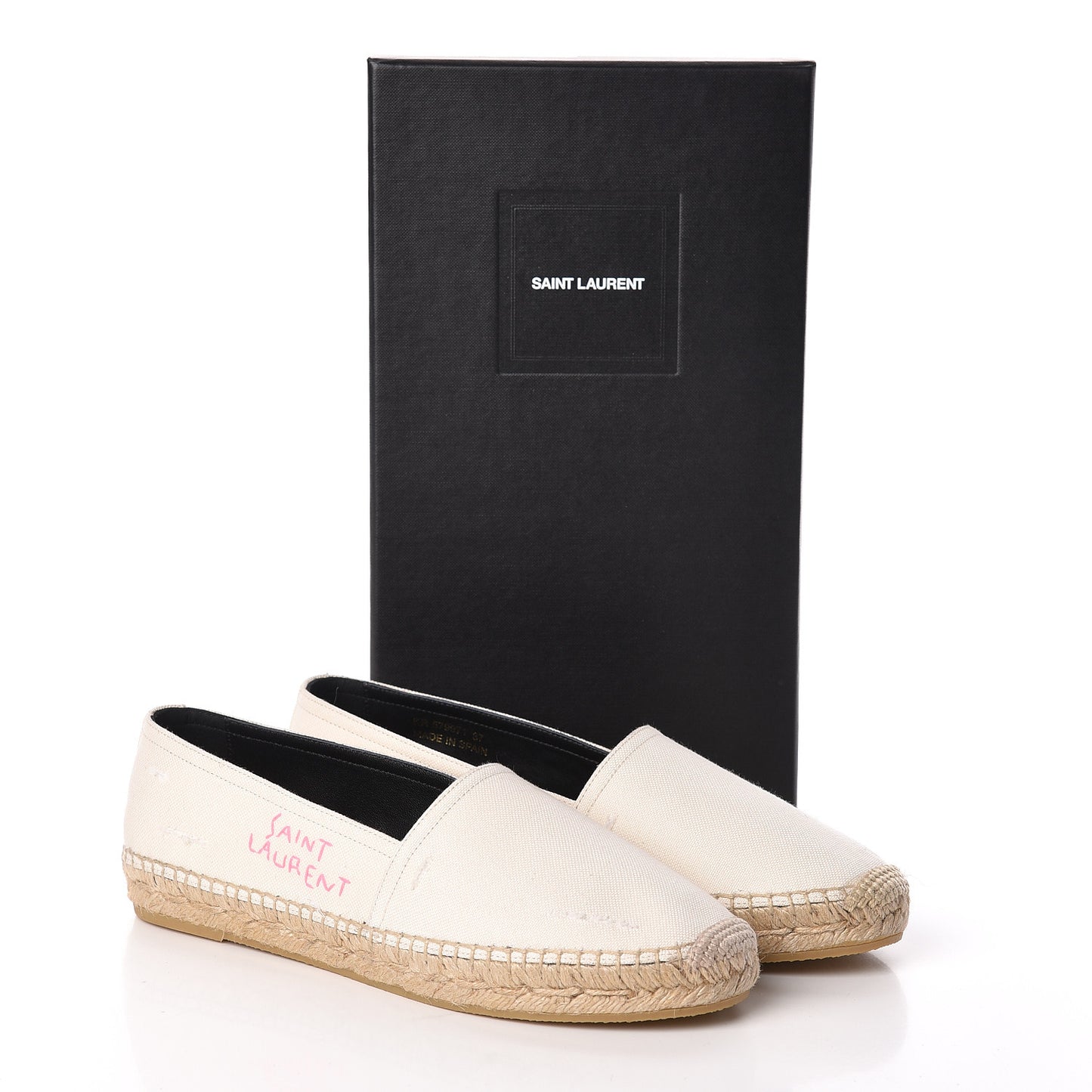 Canvas Logo Embroidered Espadrilles 37 White