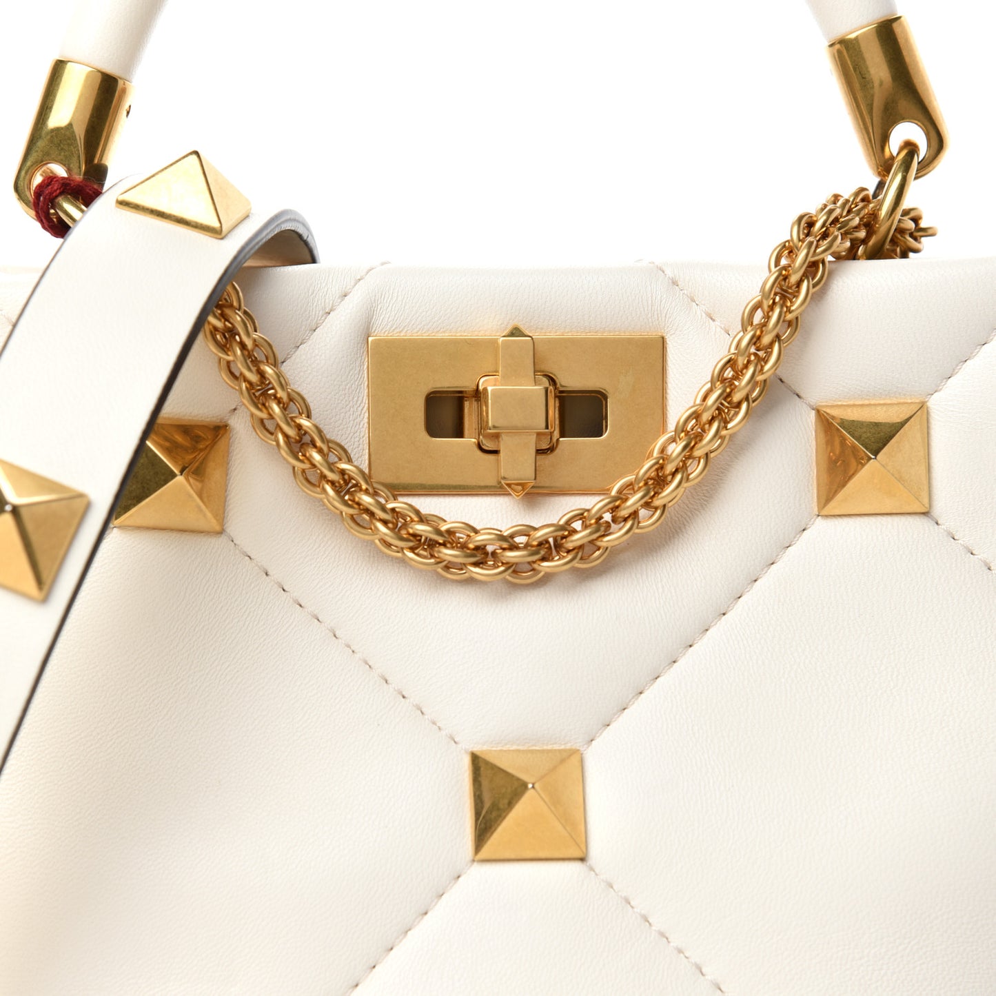 Nappa Small Roman Stud The Handle Bag Ivory
