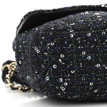 Chanel Tweed Medium Pearl Handle Flap Black Ecru 9 of 15