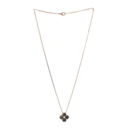Van Cleef & Arpels 18K Rose Gold Diamond Grey Mother of Pearl Vintage Alhambra Pendant Necklace 3 of 6