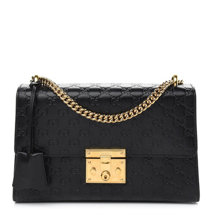 Gucci Guccissima Medium Padlock Shoulder Bag Black 1 of 10
