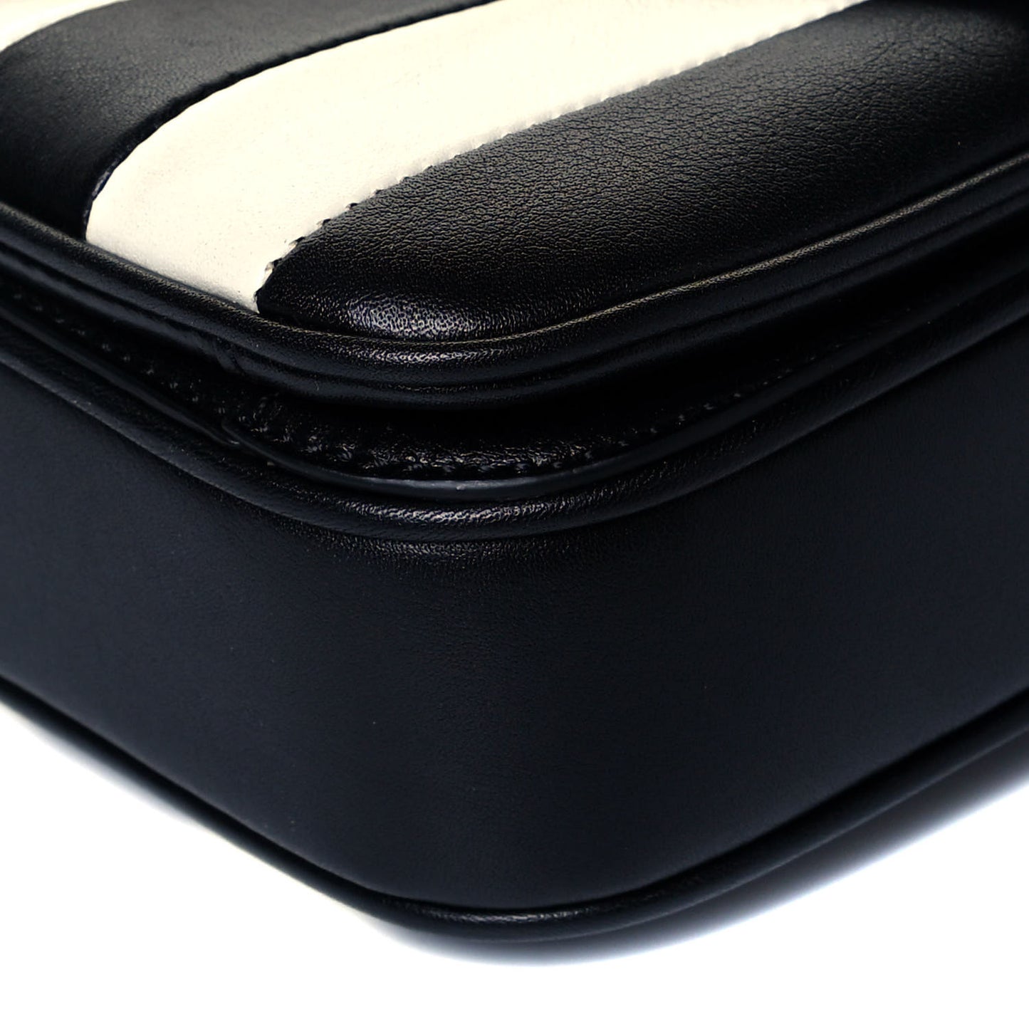 Shiny Calfskin Stripes Small C Bag Black