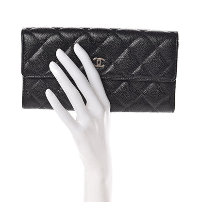 Chanel Caviar Quilted Large Gusset Flap Wallet Black 3 of 10