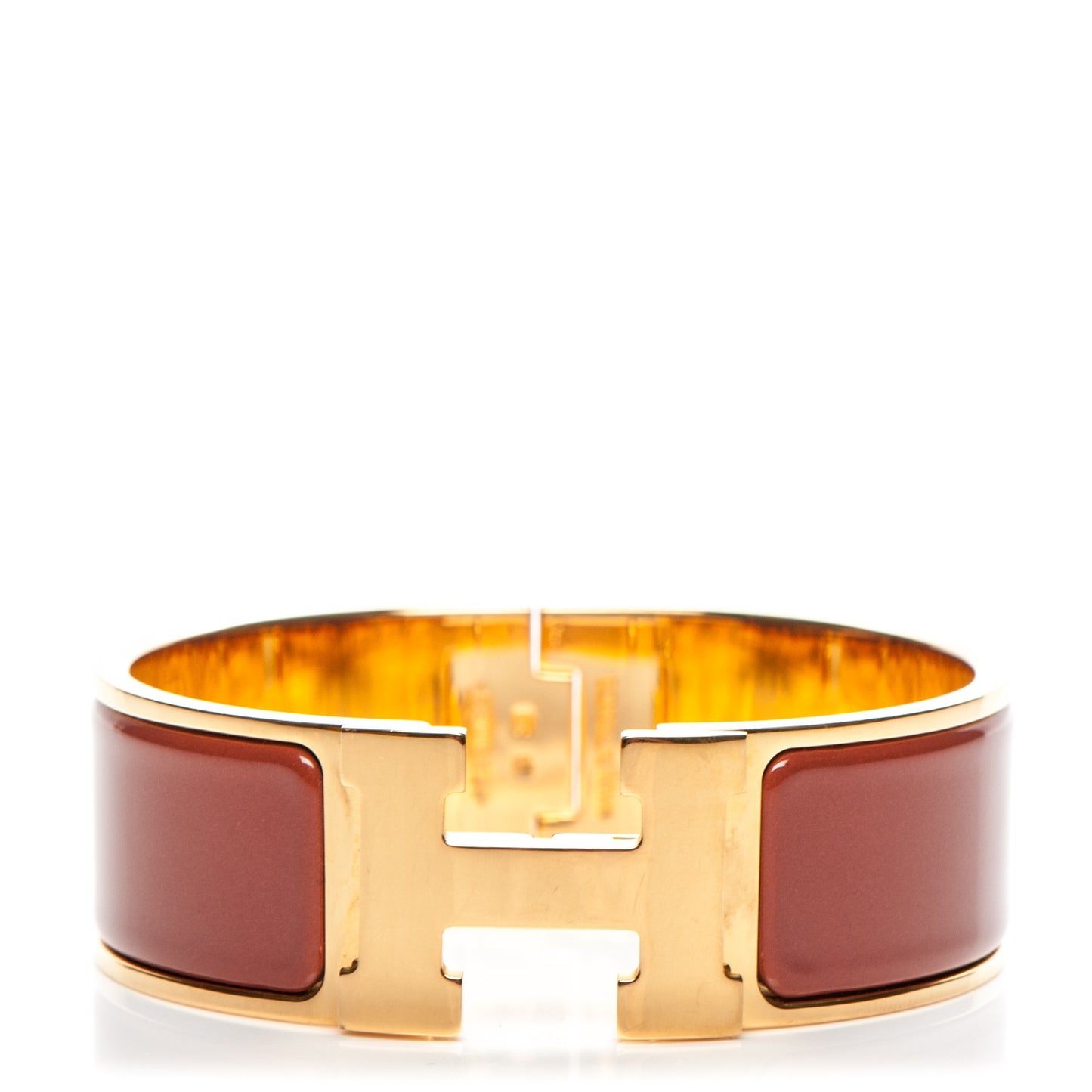 Enamel Wide Clic Clac H Bracelet PM Terracotta