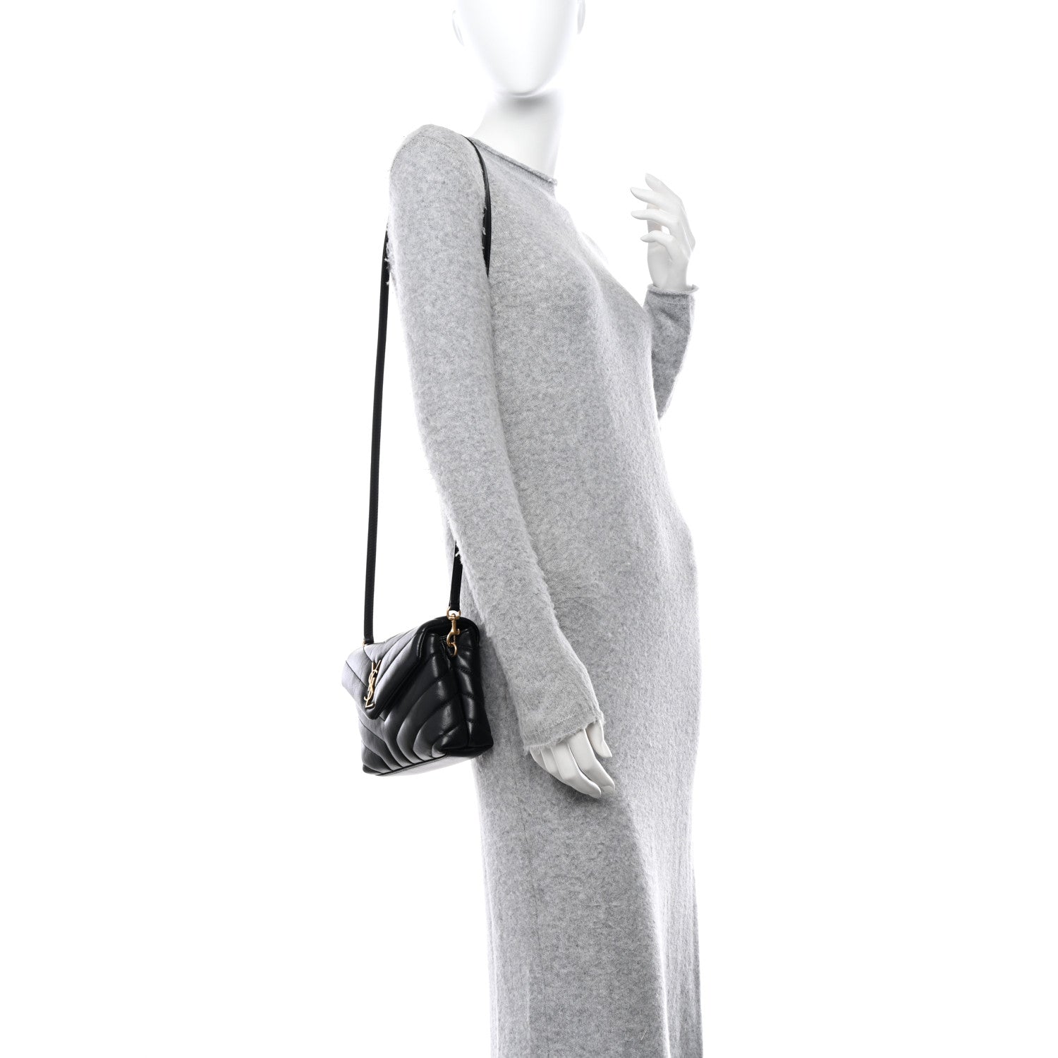 Saint Laurent SAINT LAURENT Calfskin Y Quilted Monogram Toy Loulou Crossbody Bag Black 2 of 13