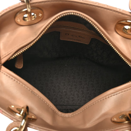 Christian Dior Lambskin Cannage Contrast Stitch Medium Lady Dior Beige 4 of 8