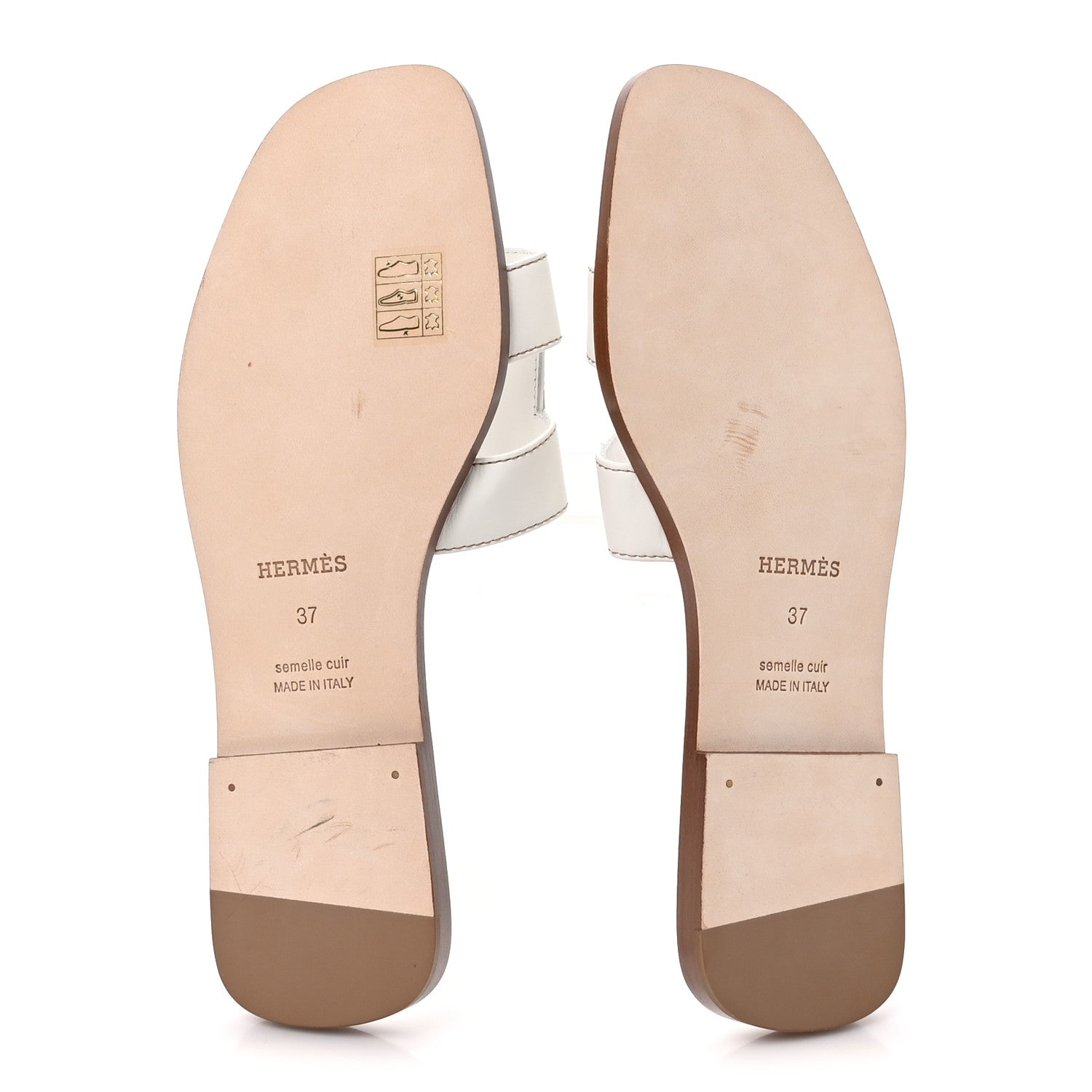 Hermes Box Calfskin Oran Sandals 37 White 6 of 9