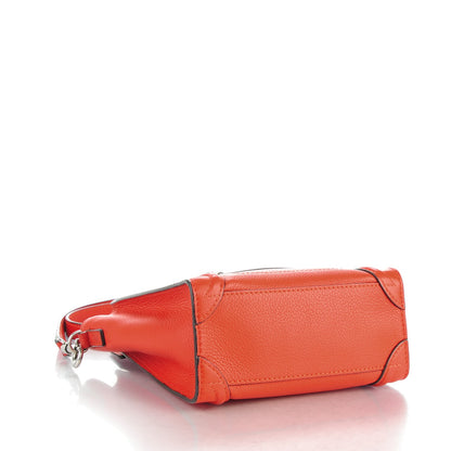 Celine Drummed Calfskin Nano Luggage Vermillion 4 of 11