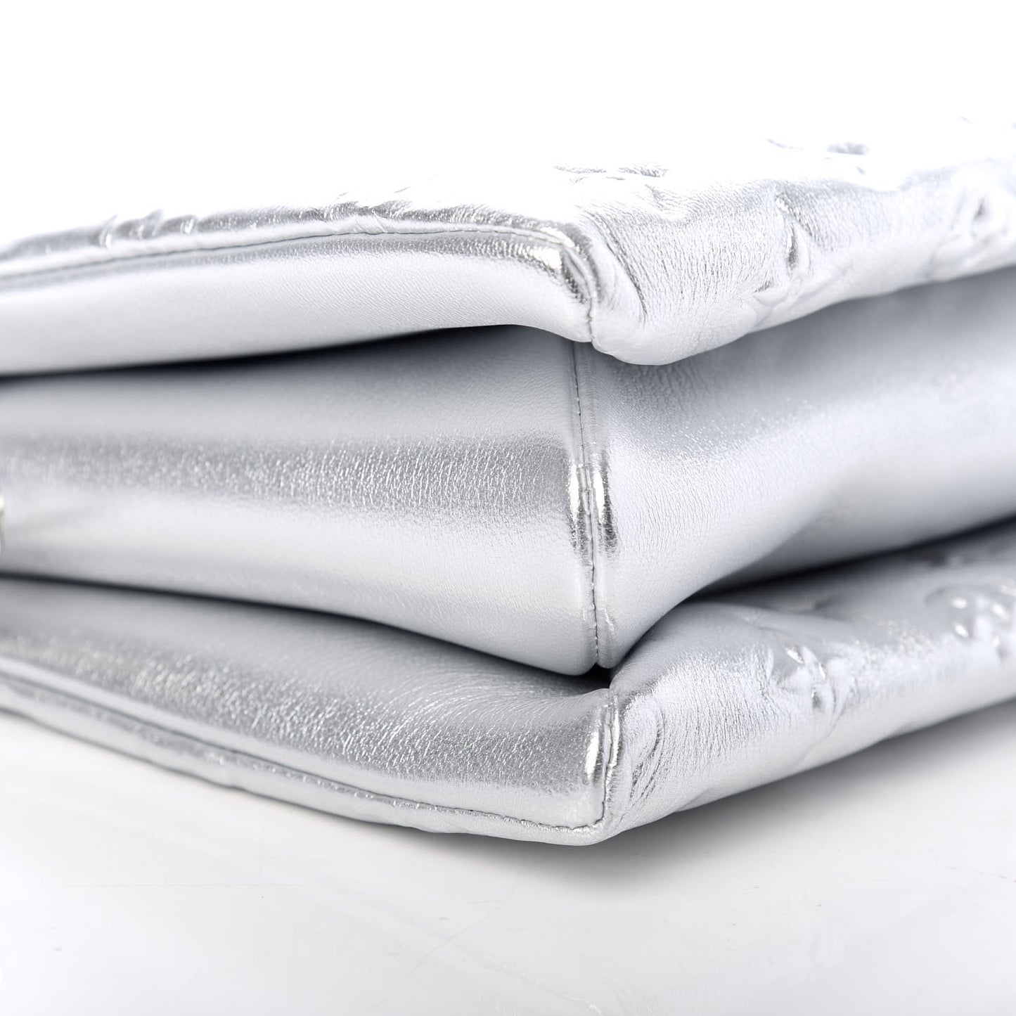 Metallic Lambskin Embossed Monogram Coussin PM Silver