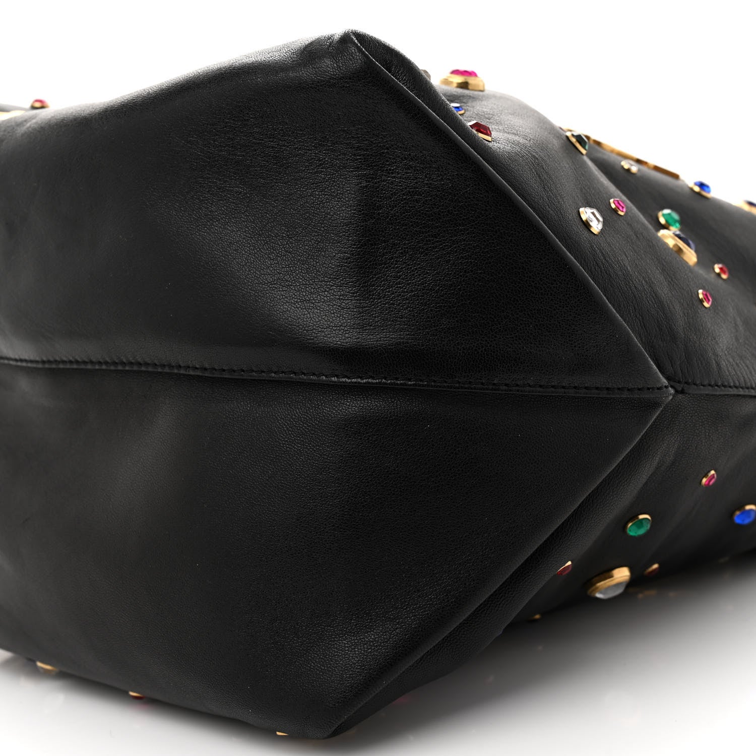 Saint Laurent Lambskin Charm Studded Teddy Drawstring Bag Black 10 of 11
