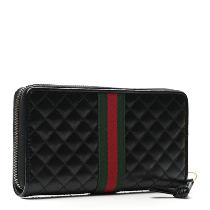 Gucci Calfskin Web Trapuntata GG Zip Around Wallet Black 2 of 6