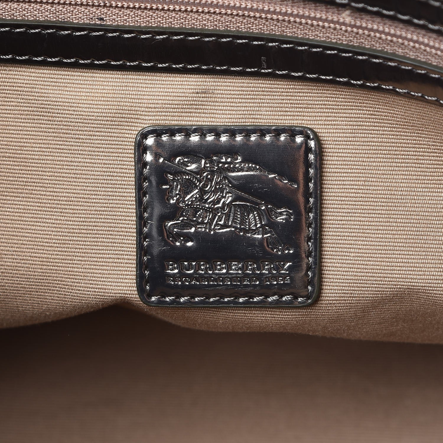 Burberry Patent Nova Check Shopper Tote Nickel 6 of 13