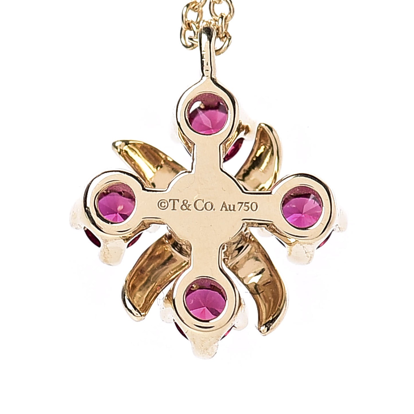 18K Yellow Gold Ruby Schlumberger Lynn Pendant Necklace