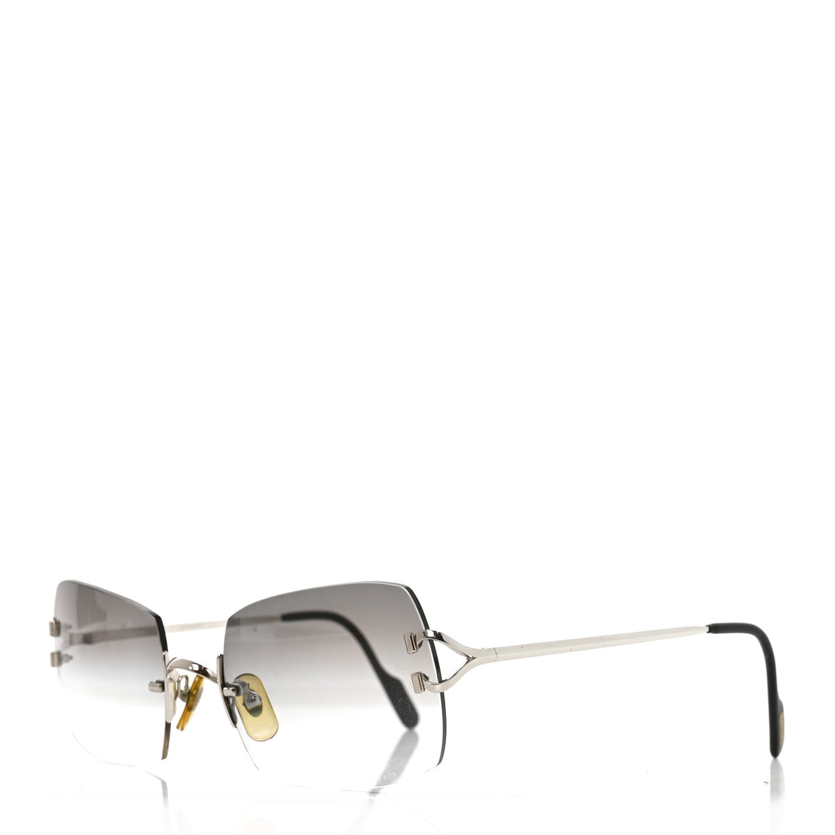 Cartier Metal Rimless C De Cartier 135 Square Sunglasses Silver Black 1 of 7
