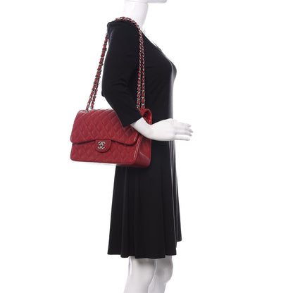 Chanel Caviar Quilted Jumbo Double Flap Red 2 of 10