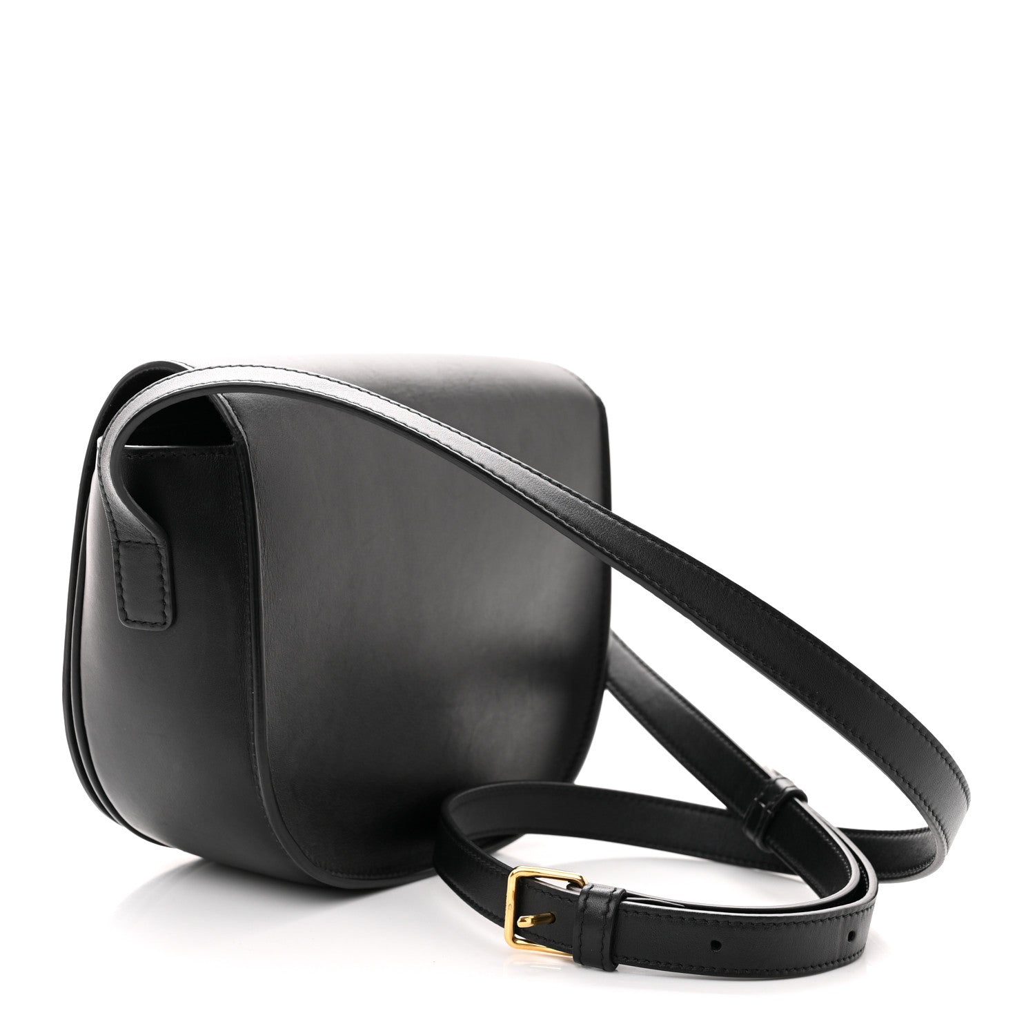 Celine Smooth Calfskin Cuir Triomphe Folco Crossbody Bag Black 3 of 12