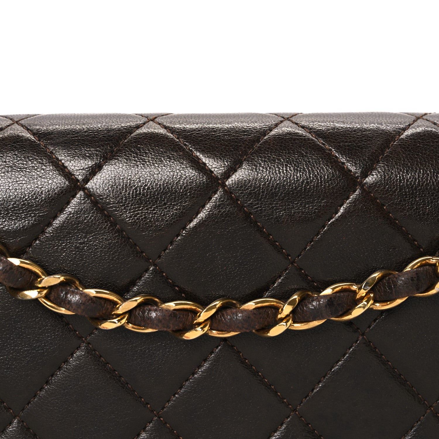 Chanel Lambskin Quilted Bi-Color Small Single Flap Dark Brown 9 of 15