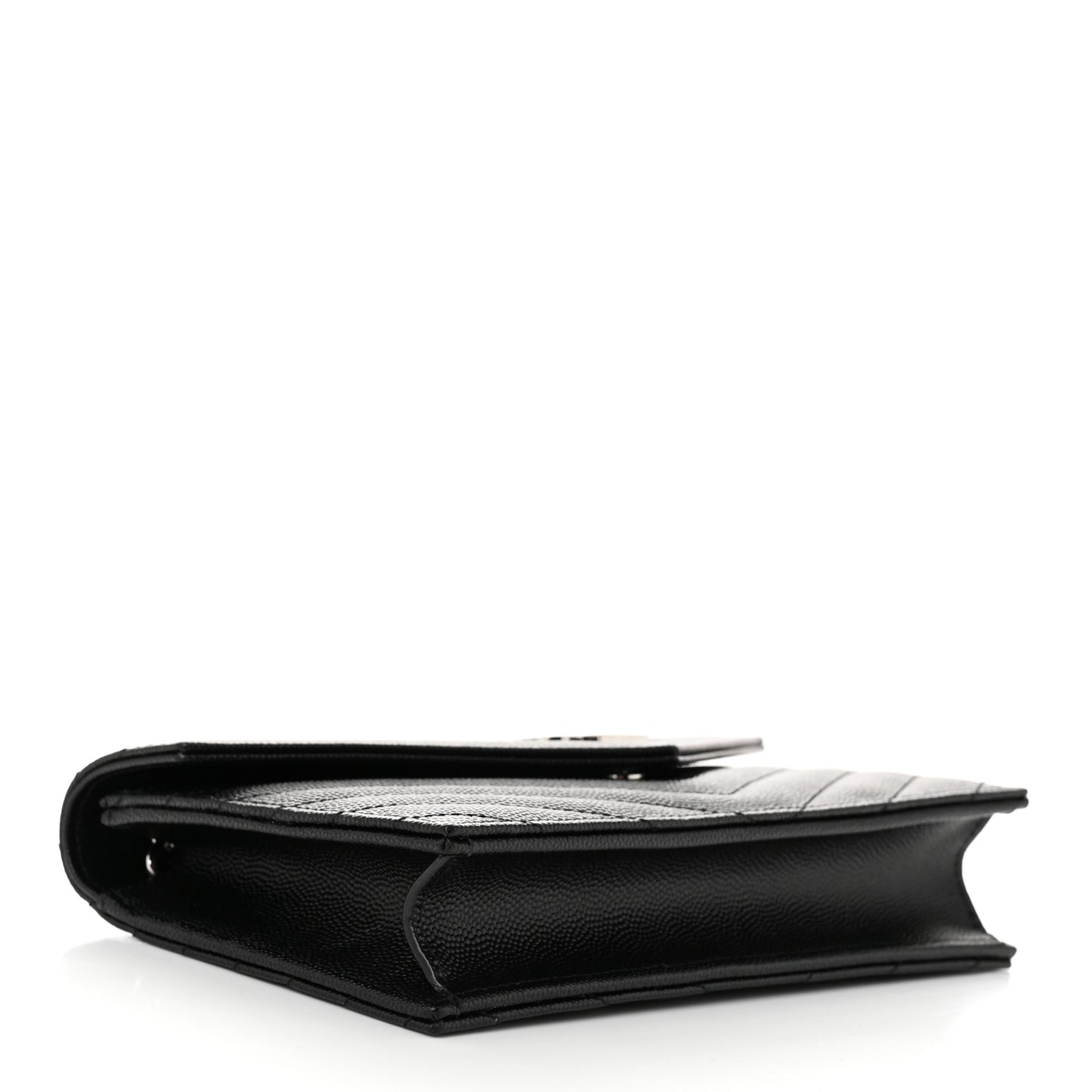 Grain De Poudre Matelasse Chevron Monogram Envelope Chain Wallet Black