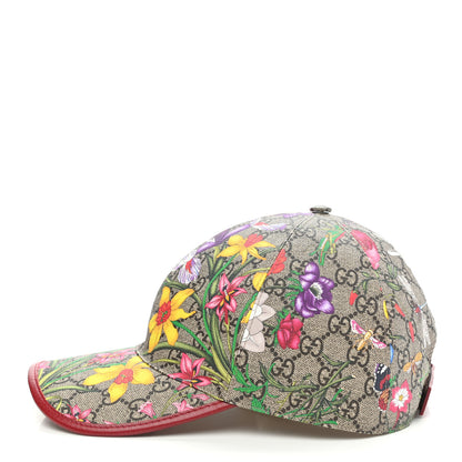 Gucci GG Supreme Flora Claudia Baseball Hat 58 L Red 3 of 10