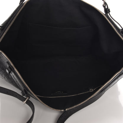 Saint Laurent Calfskin Crocodile Embossed Large Convertible ID Bag Black 6 of 8