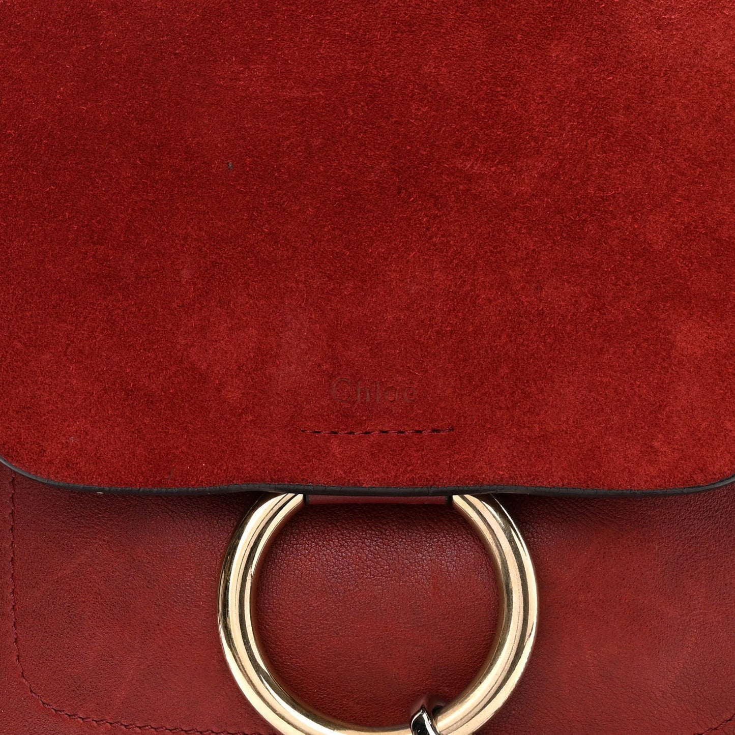 Suede Calfskin Small Faye Backpack Sienna Red
