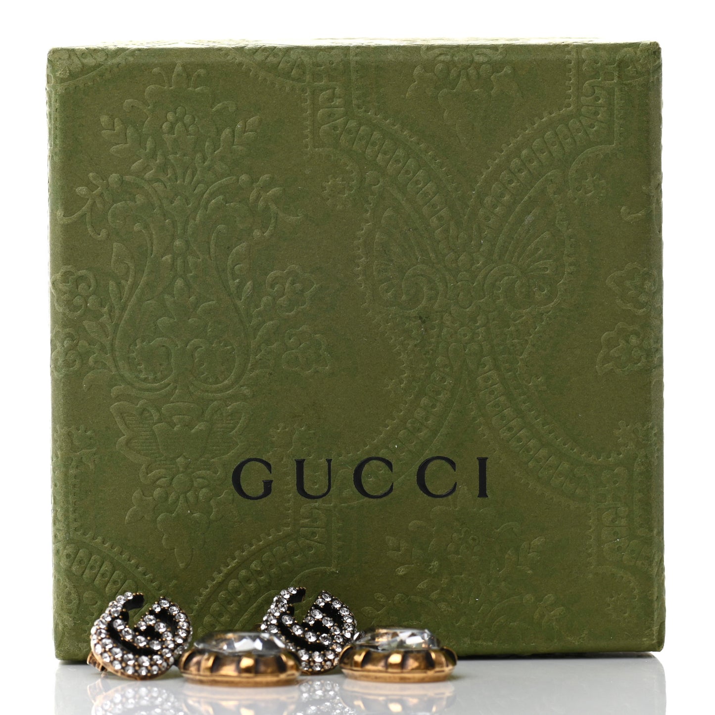 Crystal Double G Earrings Aged Gold