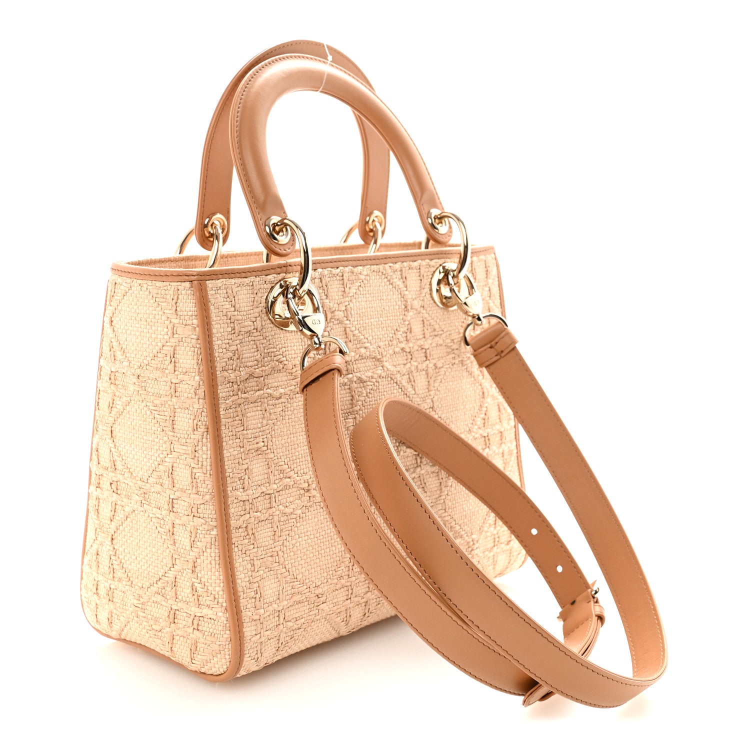 Christian Dior Raffia Medium Lady Dior Bag Beige 3 of 9