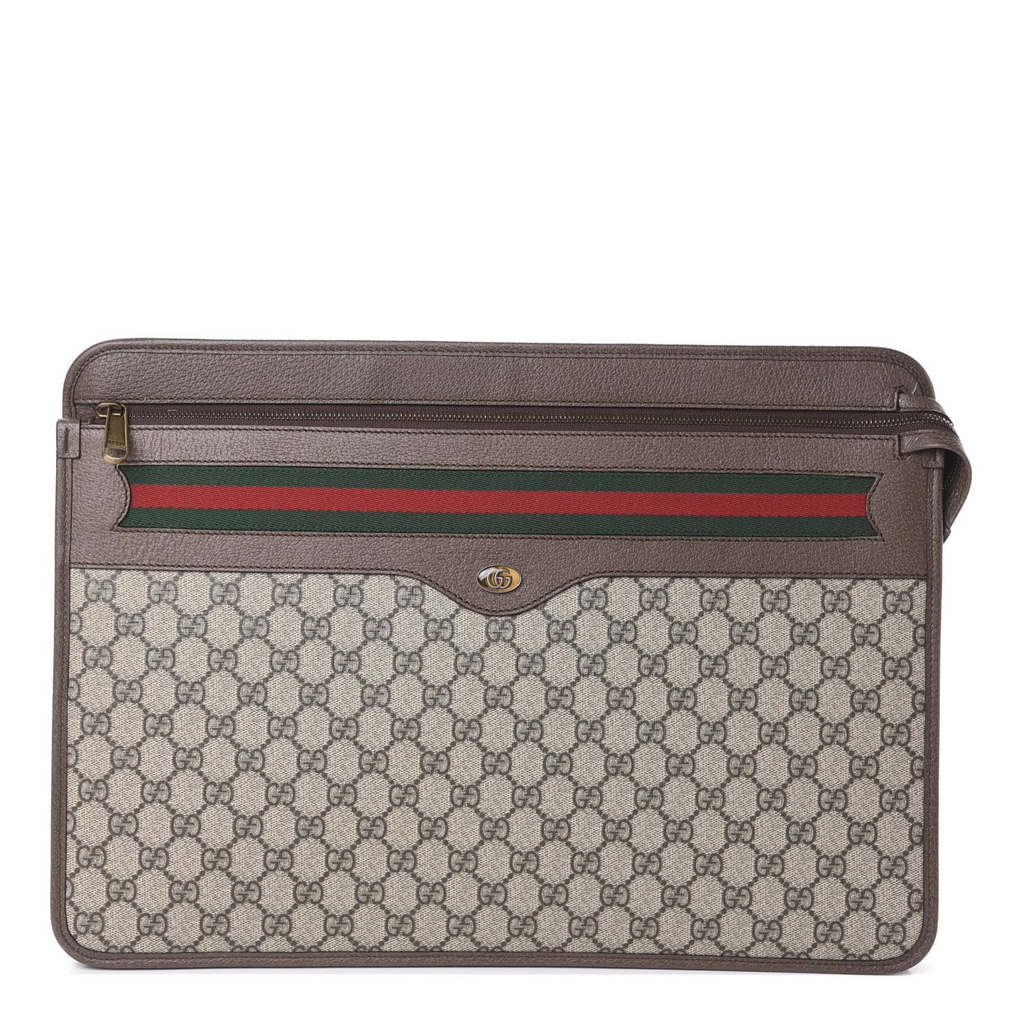 GG Supreme Monogram Textured Calfskin Web Ophidia Documents Holder Beige Ebony New Acero