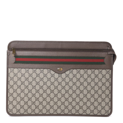 Gucci GG Supreme Monogram Textured Calfskin Web Ophidia Documents Holder Beige Ebony New Acero 1 of 9