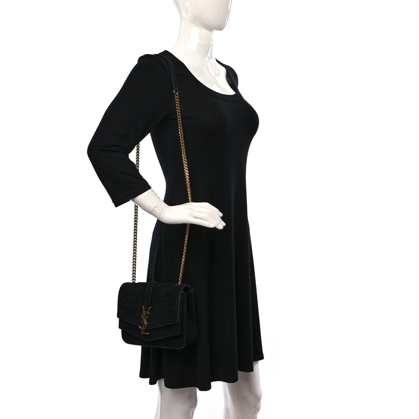 Suede Matelasse Chevron Monogram Small Sulpice Black