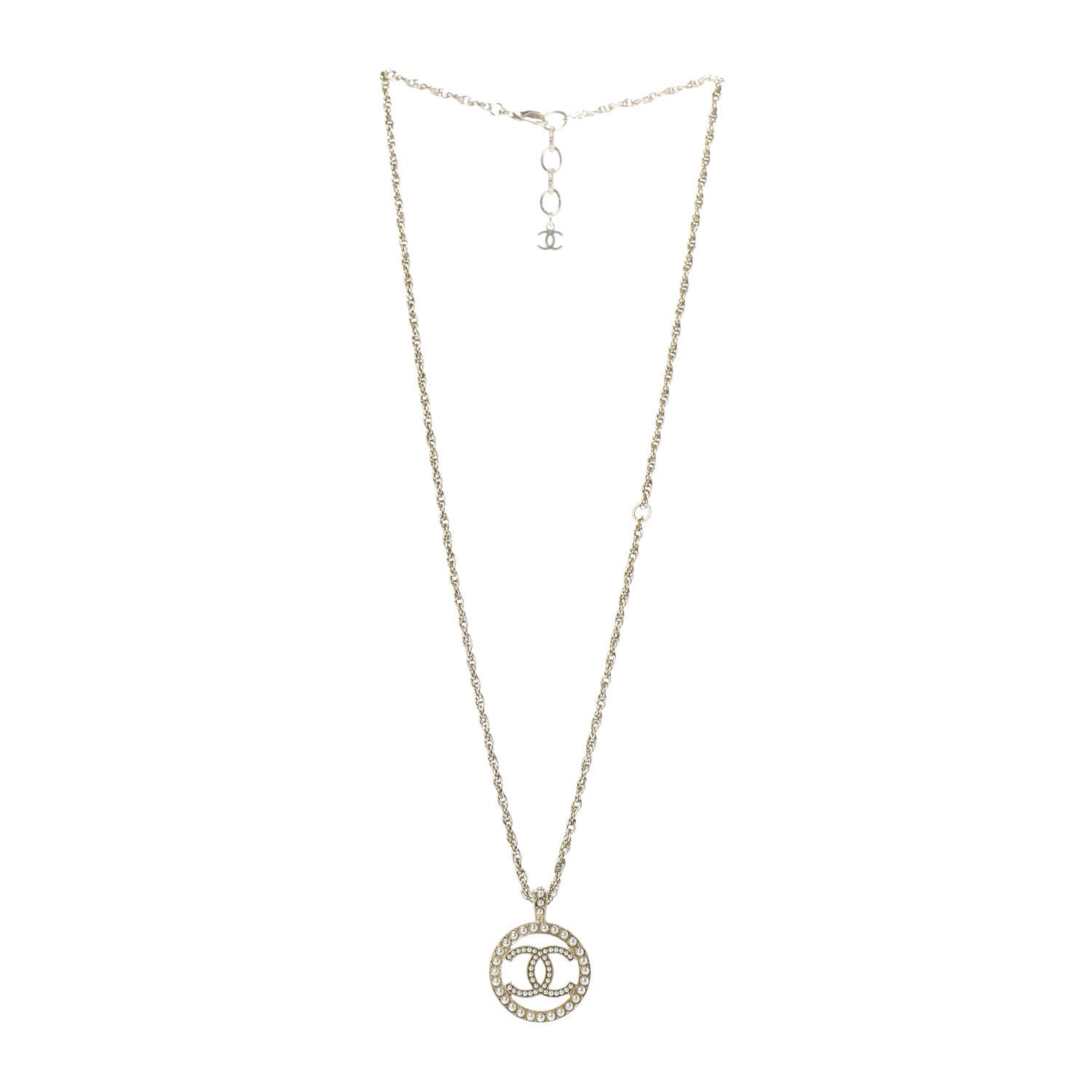 Chanel Pearl CC Round Pendant Necklace Gold 3 of 6