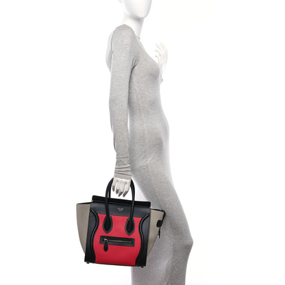 Celine Smooth Drummed Calfskin Micro Tri-Color Luggage Dark Pink 3 of 10
