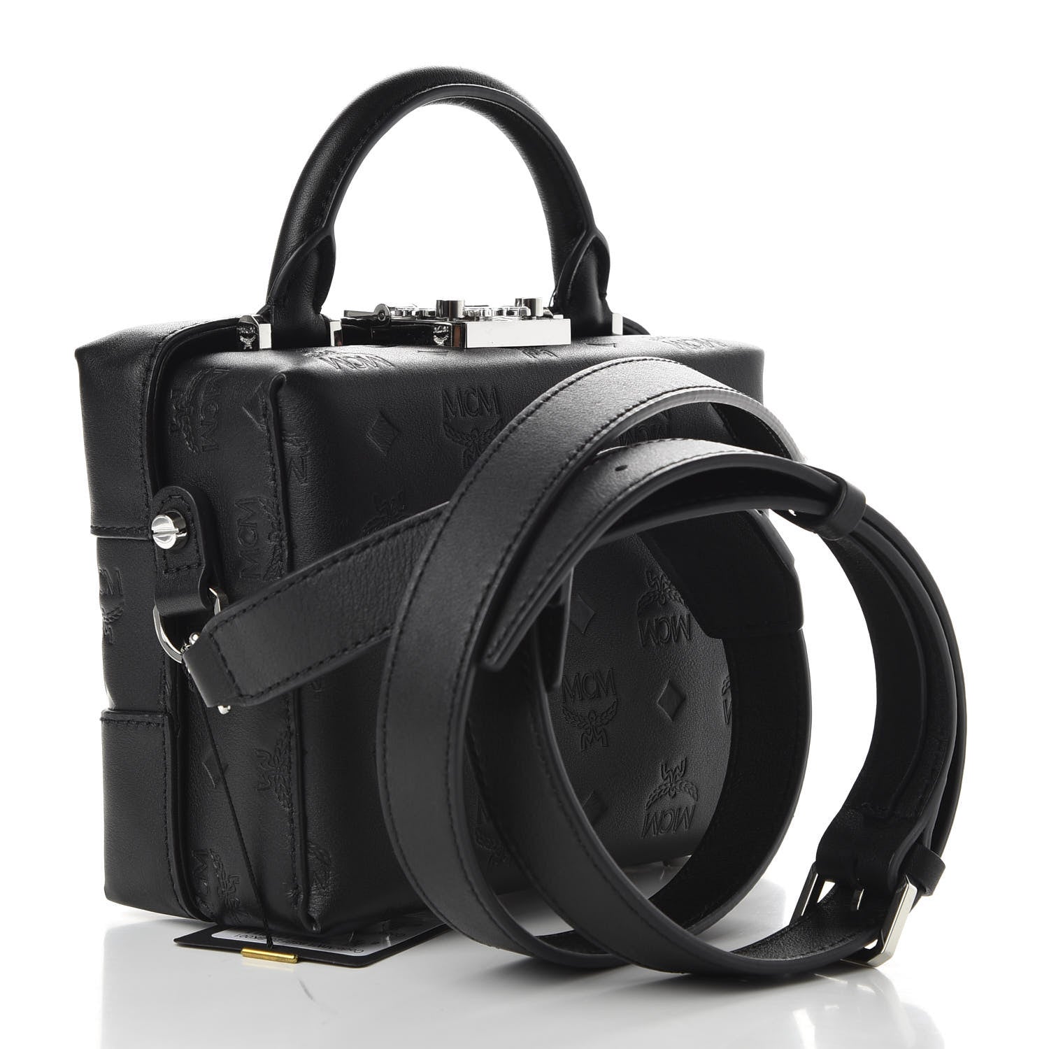 MCM Calfskin Ottomar Monogram Small Berlin Crossbody Black 3 of 9