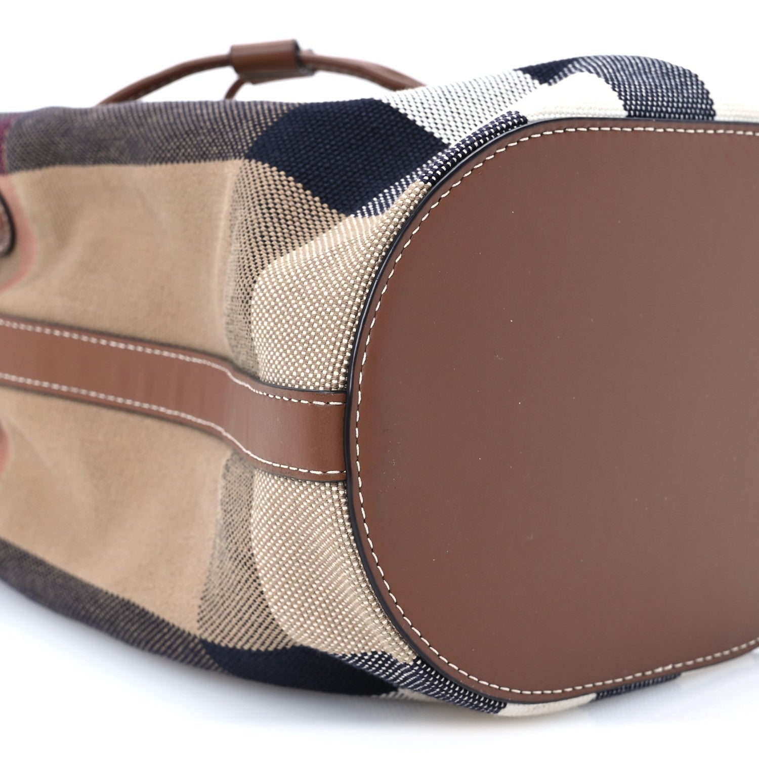 Burberry Giant Check Canvas Small Bucket Bag Taupe Brown 10 of 11
