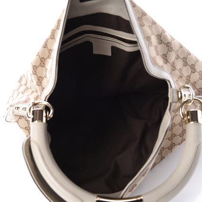 Gucci Monogram Large Indy Top Handle Hobo Off White 6 of 12